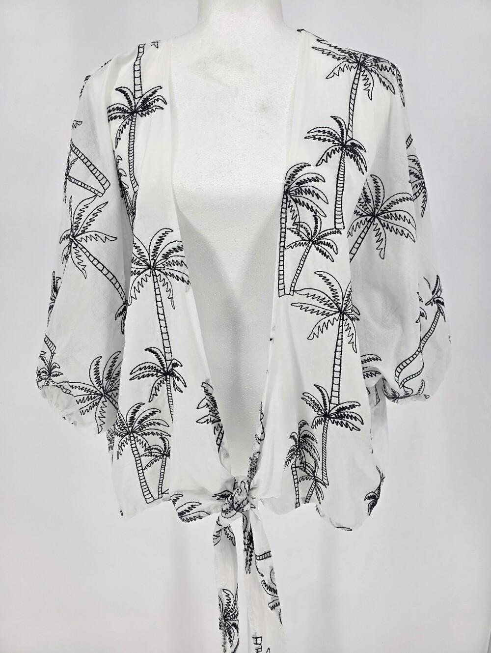 Rachel Zoe NWT‎ Palm Tree Tie Front Kimono Cover Up One Size